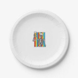 Skeleton Beer Rainbow Vintage Engraving Shirt_1 Paper Plate