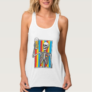Skeleton Beer Rainbow Vintage Engraving Shirt_1 Singlet