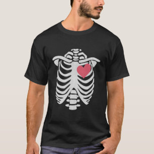 Skeleton Big Heart Bones Halloween Doctor X-Ray Nu T-Shirt