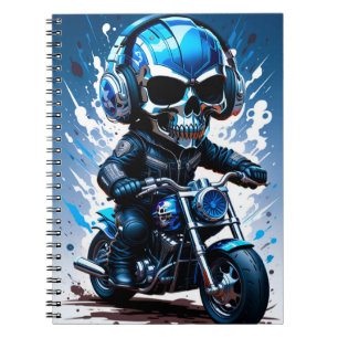 Skeleton Biker With Headphone Notebook