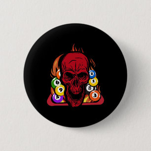 Skeleton Billiard Player Snooker Pool Billiard Rac 6 Cm Round Badge