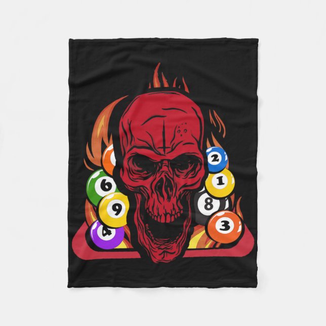 Skeleton Billiard Player Snooker Pool Billiard Rac Fleece Blanket (Front)