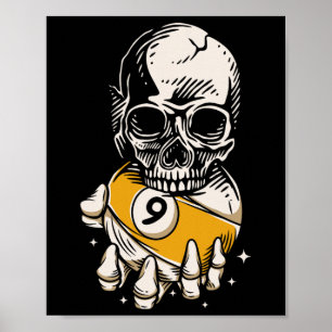 Skeleton Billiards Ll Snooker Pool Billiards Playe Poster