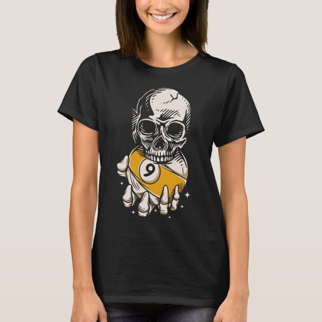 Skeleton Billiards Ll Snooker Pool Billiards Playe T-Shirt (Front)