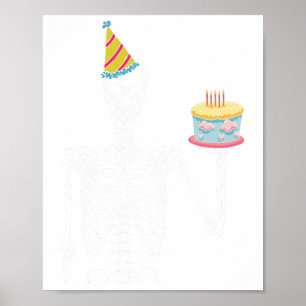 Skeleton Birthday Party Lazy Halloween Costume Fun Poster
