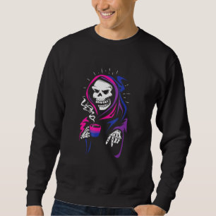 Skeleton Bisexual Pride Drinking Skull Bi LGBT All Sweatshirt