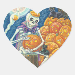 SKELETON, BLACK CATS CARVING JACKS, STICKERS SHEET