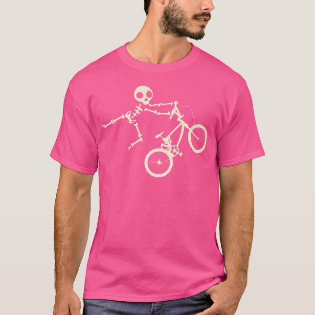 Skeleton Bmx Cool Hard Core Cyclists T-Shirt (Front)