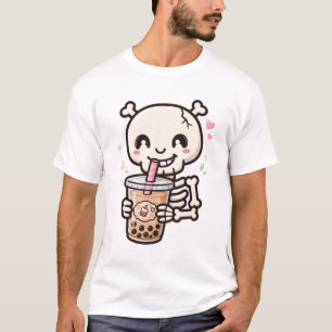 Skeleton Boba Tea Cute Halloween Drink Art T-Shirt