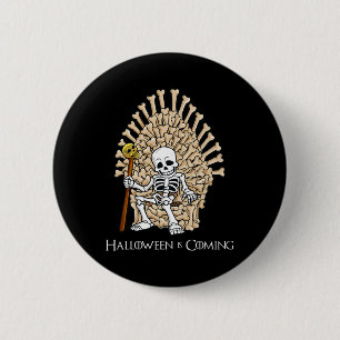 Skeleton Bones Throne Fun Halloween 6 Cm Round Badge
