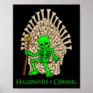 Skeleton Bones Throne Halloween Poster