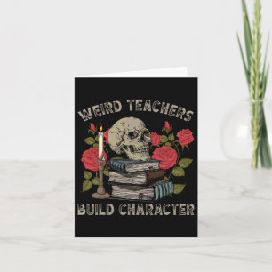 Skeleton Book Floral Skull Halloween Teacher Spook Card
