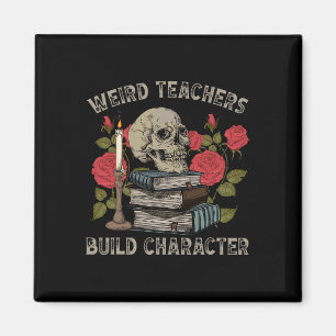 Skeleton Book Floral Skull Halloween Teacher Spook Magnet