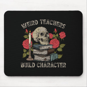 Skeleton Book Floral Skull Halloween Teacher Spook Mouse Pad