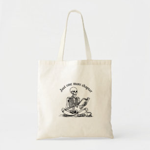 skeleton book lover tote bag