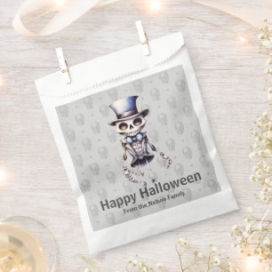 Skeleton Bow Tie Top Hat Skulls Happy Halloween Favour Bags