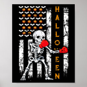 Skeleton Boxing Halloween Boxer Kickboxing Mma Us  Poster