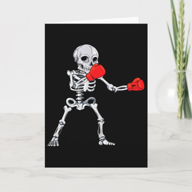 Skeleton Boxing Kickboxing Mma Halloween  Card (Front)