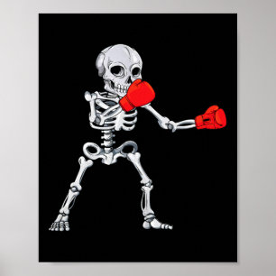 Skeleton Boxing Kickboxing Mma Halloween Poster