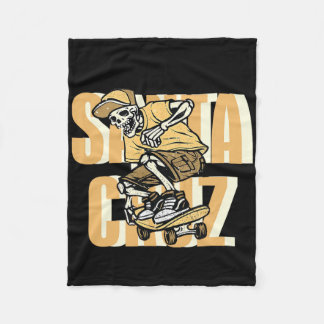 Skeleton Boy Skateboarding Gothic Dark Fantasy Art Fleece Blanket