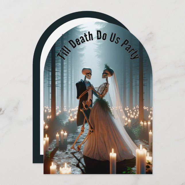 Skeleton Bride and Groom for Halloween Wedding  Invitation (Front/Back)