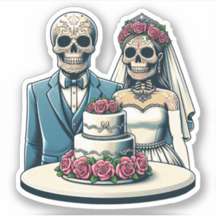 Skeleton Bride And Groom Wedding day of dead Art 