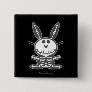Skeleton Bunny 15 Cm Square Badge