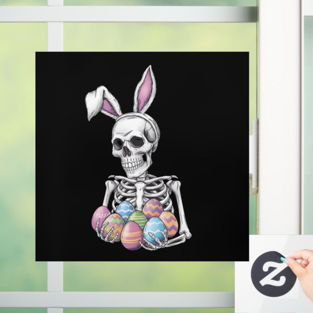 Skeleton Bunny Holding Easter Eggs Funny Rabbit (Home)