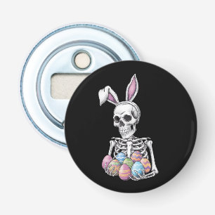 Skeleton Bunny Holding Easter Eggs Funny Rabbit Bottle Opener