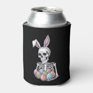Skeleton Bunny Holding Easter Eggs Funny Rabbit Can Cooler