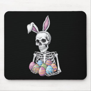 Skeleton Bunny Holding Easter Eggs Funny Rabbit Mouse Pad