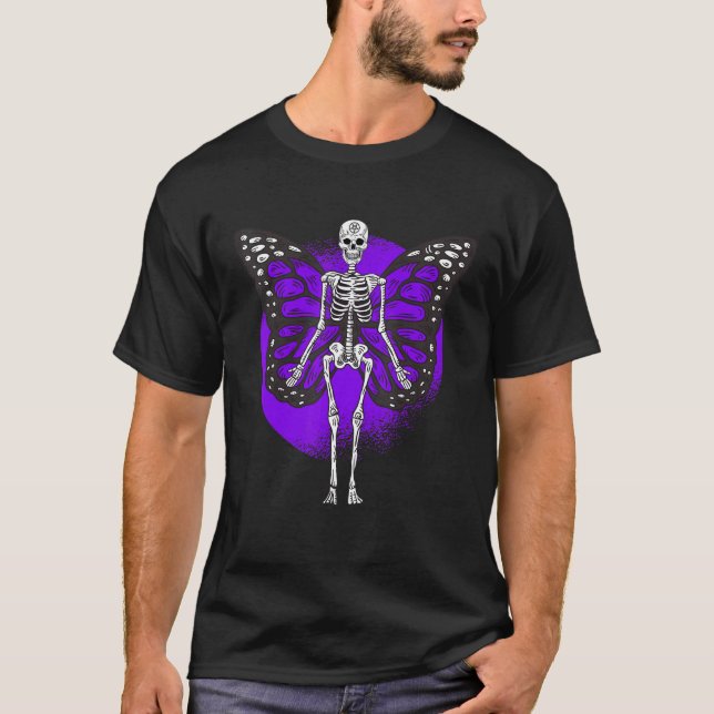 Skeleton Butterfly Skull Gothic Goth Fairycore Aes T-Shirt (Front)