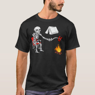 Skeleton Camping Halloween Campfire T-Shirt