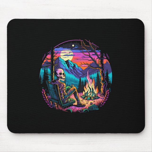 Skeleton Camping Halloween Costume Bones Camp Camp Mouse Pad (Front)