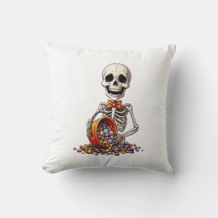 Skeleton Candy Bowl Halloween Cushion