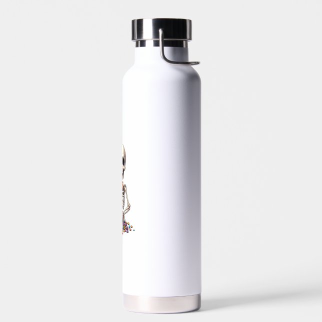 Skeleton Candy Bowl Halloween Water Bottle (Left)
