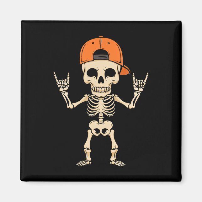 Skeleton Cap Halloween Punk Rock Men Boys  Magnet (Front)
