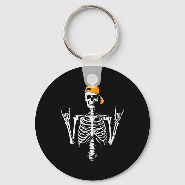 Skeleton Cap Skater Cool Halloween Punk Rock Men B Key Ring (Front)