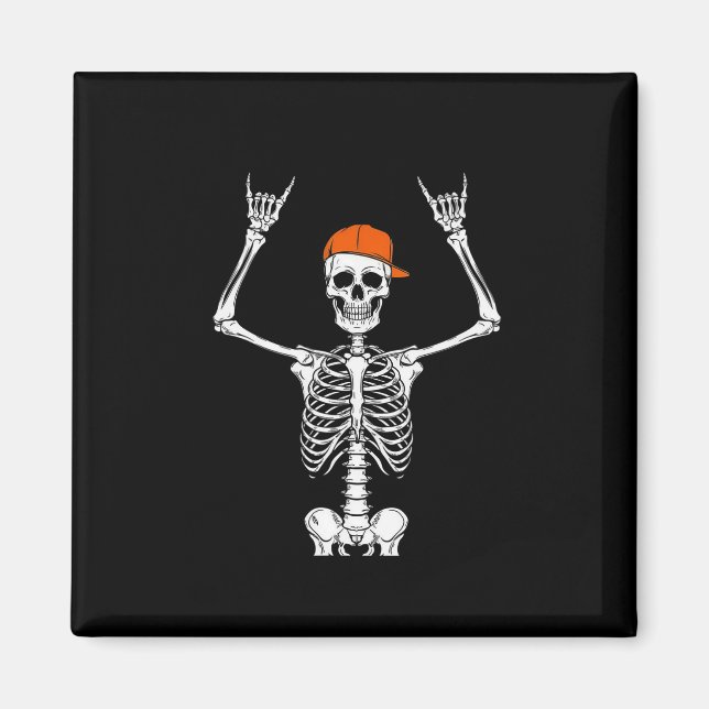 Skeleton Cap Skater Cool Halloween Punk Rock Men B Magnet (Front)