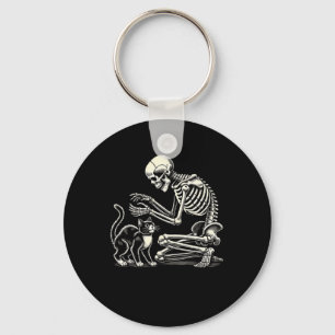 Skeleton Cat Art For Men Women Feline Costume Hall Key Ring