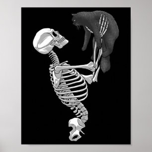 Skeleton Cat Art For Men Women Feline Costume Hall Poster