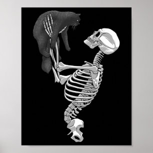 Skeleton Cat Art For Men Women Feline Costume Hall Poster