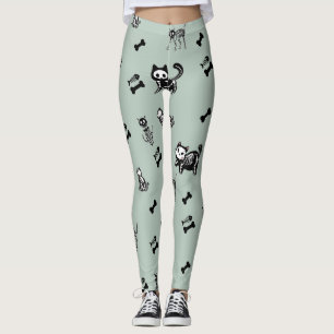 Skeleton Cat Fish Skeleton Bone Leggings