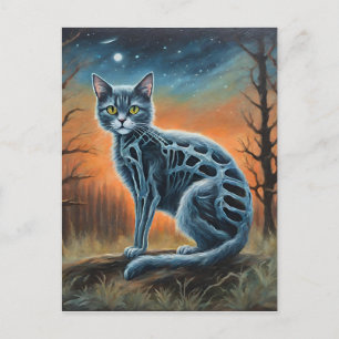 Skeleton Cat Postcard