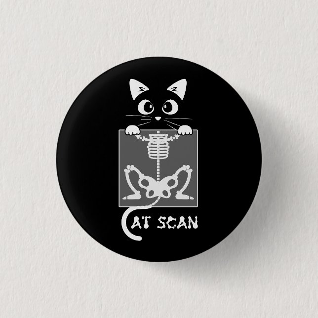 Skeleton Cat Scan Ct Scaning Funny X Ray Pun Meme  3 Cm Round Badge (Front)