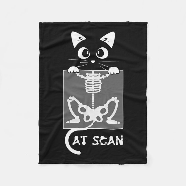 Skeleton Cat Scan Ct Scaning Funny X Ray Pun Meme  Fleece Blanket (Front)
