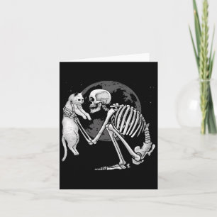 Skeleton Cat Skull Kitty Cute Ghost Halloween Men  Card