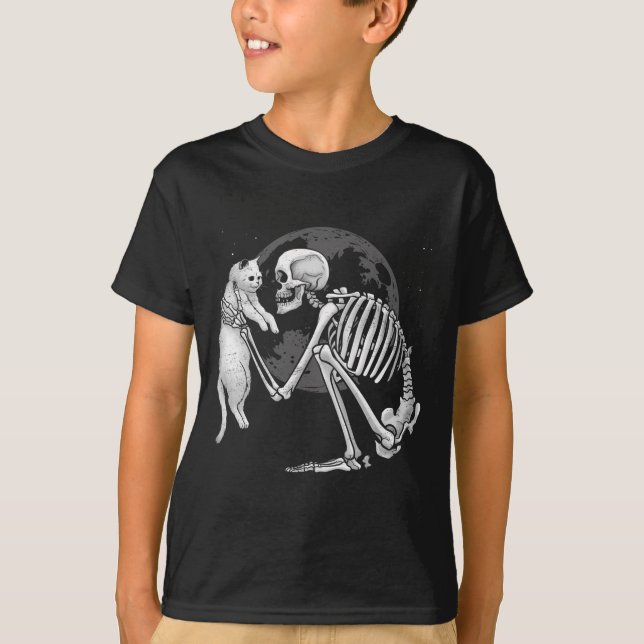 Skeleton Cat Skull Kitty Cute Ghost Halloween Men  T-Shirt (Front)