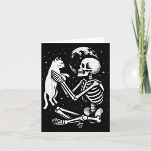 Skeleton Cat Skull Kitty Cute Goth Halloween Card