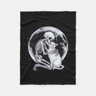 Skeleton Cat Skull Kitty Cute Goth Halloween Costu Fleece Blanket